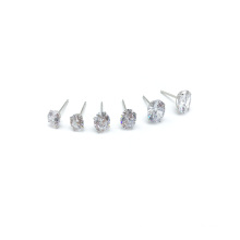 10K 14K 18K Solid Gold Solitaire Cubic Zirconia Stud Basket Earring for Wholesale